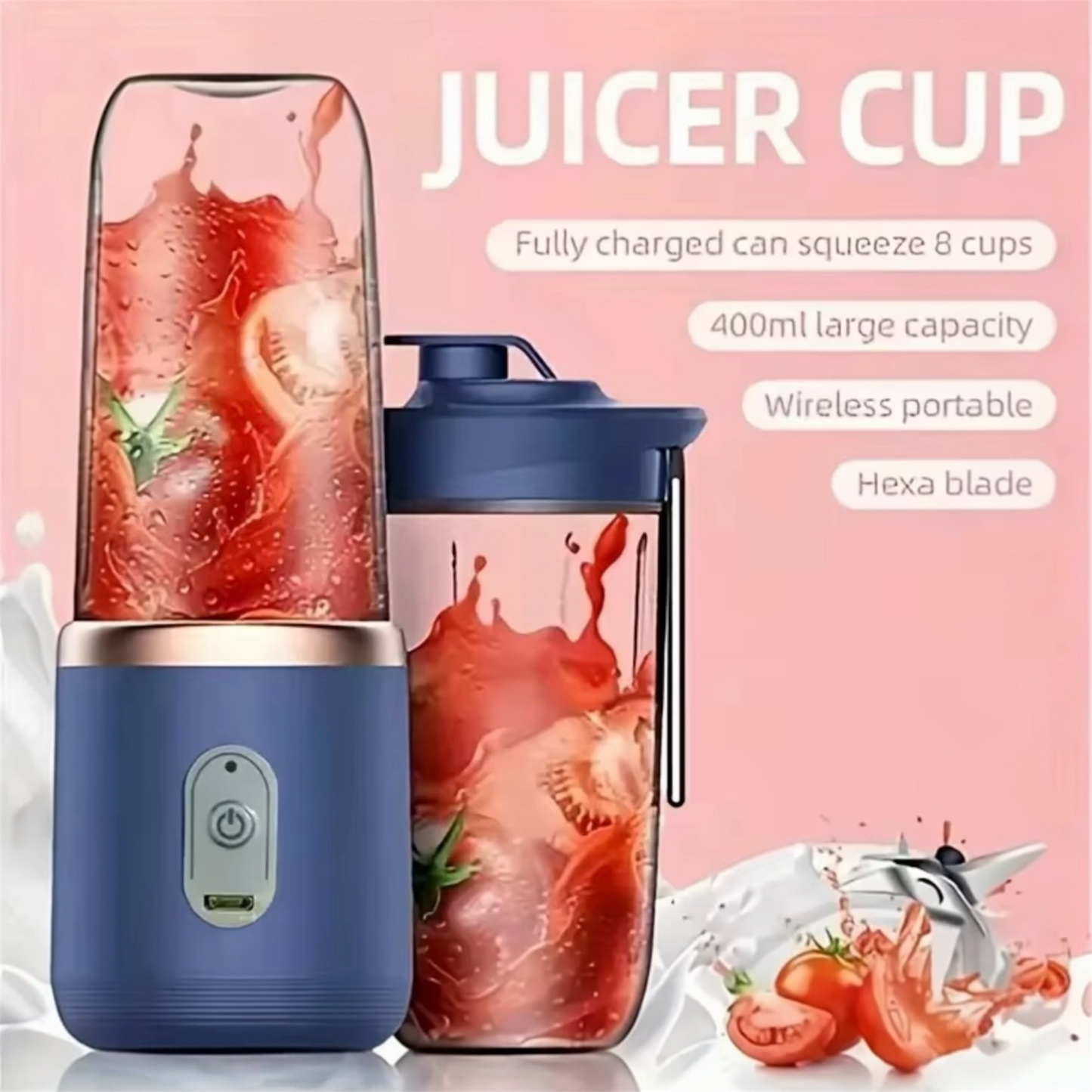 Portable Electric Blender 400ml - USB Rechargeable Smoothie Maker | LuxHaven