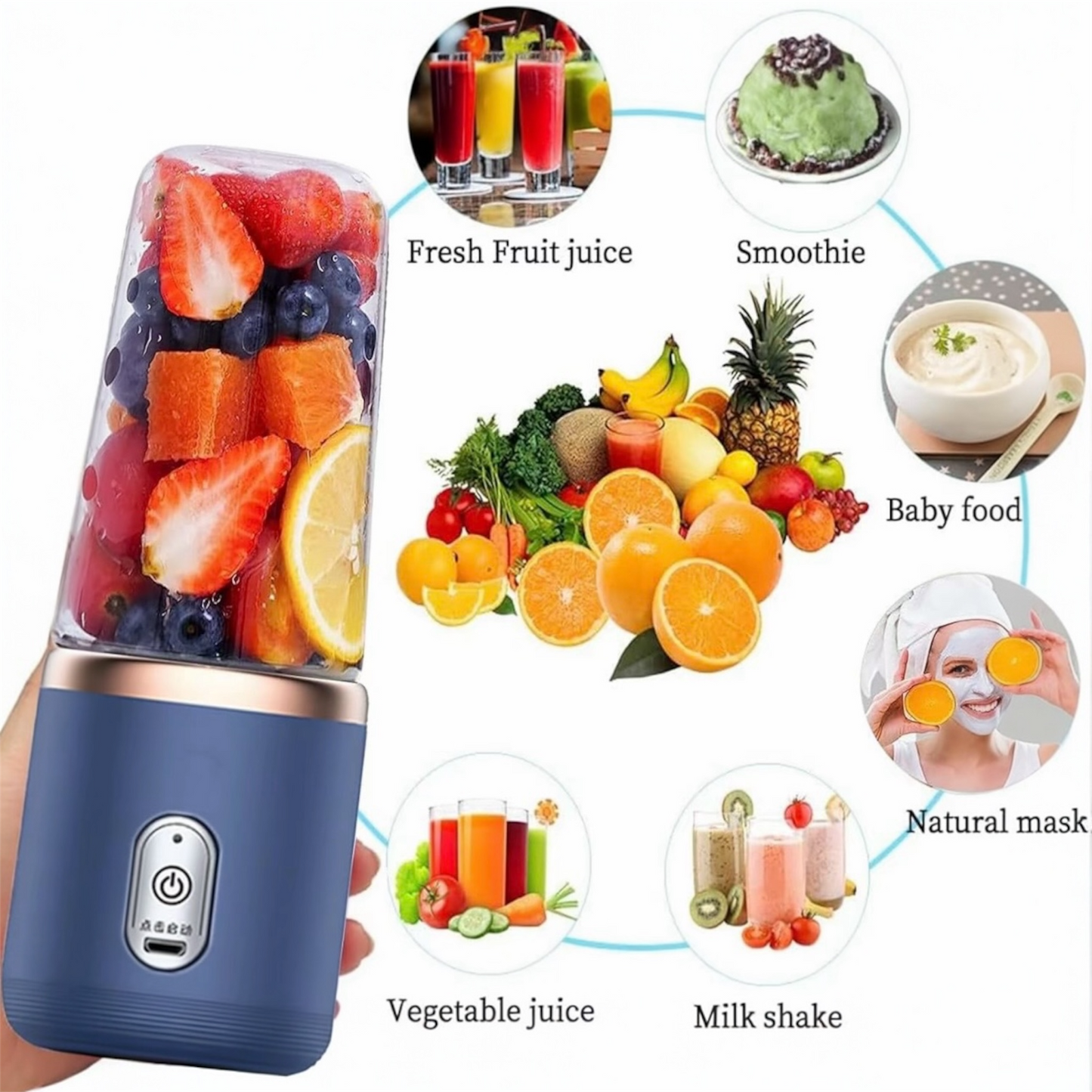 Portable Electric Blender 400ml - USB Rechargeable Smoothie Maker | LuxHaven
